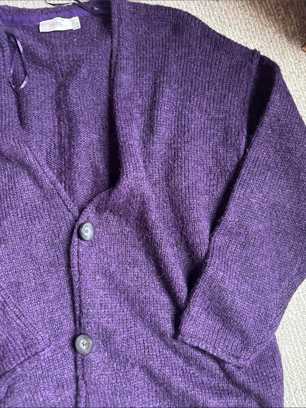 Cozy Deep Purple Button-Front Knit Cardigan - Picture 4 of 9